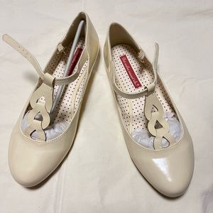 But Another Innocent Tail - BAIT footwear vinyl beige T strap flats